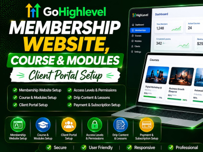 GoHighlevel Membership Website, Course & Modules setup client portal setup