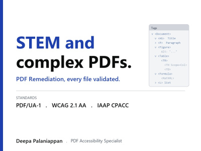 Accessible Documents (PDF/UA, WCAG 2.1 AA), STEM and Math specialist
