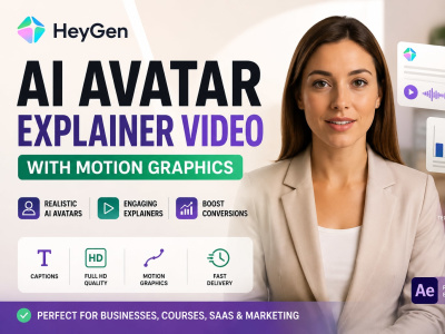 A Heygen AI avatar explainer video with motion graphics