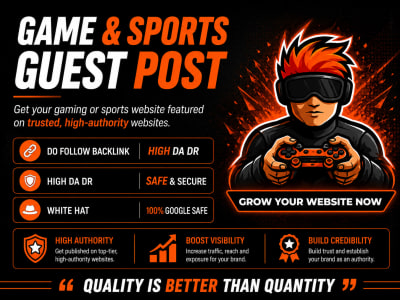 High DA DR Gaming Guest post ,Game tip and Sports backlink