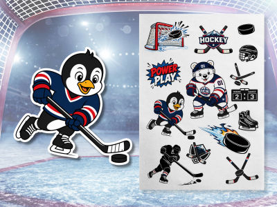 Design Custom Sports Stickers & School Event Graphics in Cartoon Style