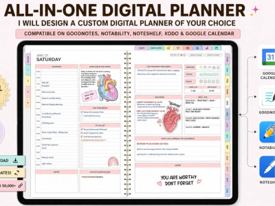 A fully hyperlinked digital planner, productivity planner, digital planner