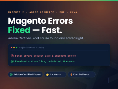 Your Magento 2 errors, bugs and issues fixed fast