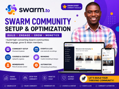 A professional Swarm community setup, course upload, and membership site