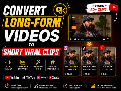 15–30 viral short-form clips from your podcast or video