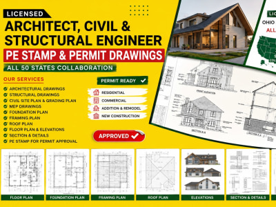 License architect civil and structural engineer pe stamp Ohio Texas USA