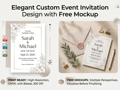 Event Invitation Design with Free Mockup