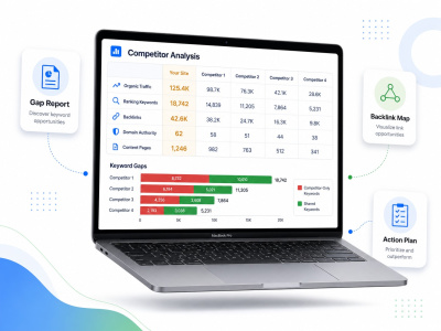 SEO competitor analysis with keyword gaps and action plan