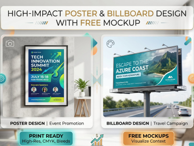 Poster & Billboard Design with Free Mockup