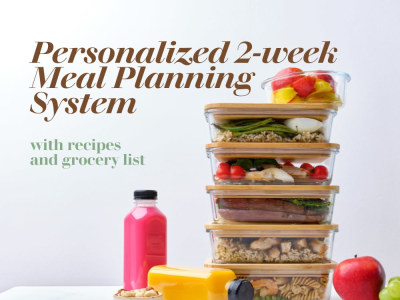 A personalized 2-week meal planning system with recipes and grocery list
