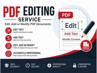 PDF Editing Service, Edit, Add or Modify PDF Documents, Edit Text, Add Text