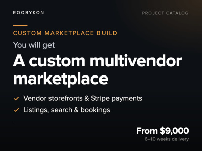 A custom multivendor marketplace (booking, rental, or services platform)
