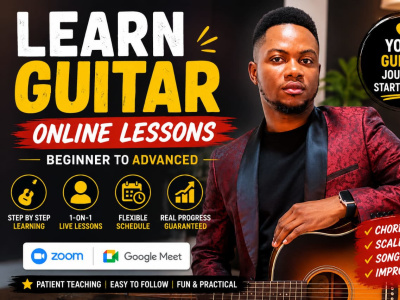 Structured live guitar lessons from beginner to advanced level