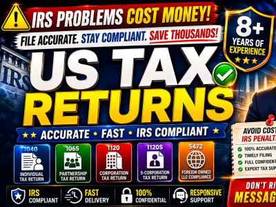 Expert US tax prep for personal, C-Corp, S-Corp & partnership returns