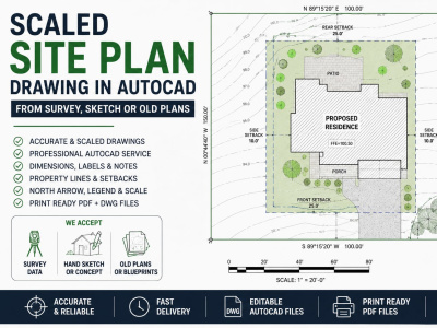 Get Scaled Site Plan Drawing in AutoCAD from Survey, Sketch or Old Plans