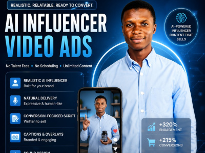 An AI influencer or digital avatar video ad for your brand