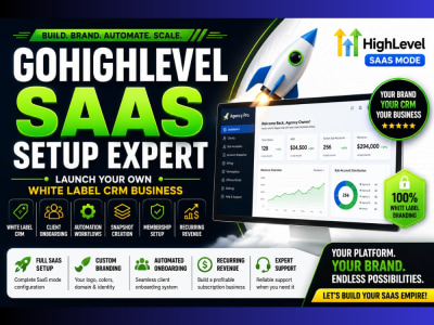 Go High Level SaaS Setup Expert for Agencies and White Label CRM,Automation