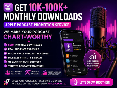 Organic Podcast Promotion to Real Audience Downloads & Top Rankings