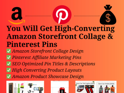 Amazon Storefront collage design and Pinterest affiliate marketing pins