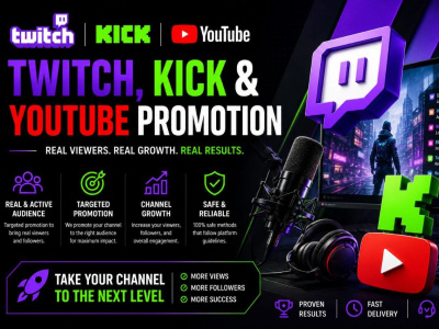Twitch, Kick & YouTube Promotion for More Views, Followers, and Engagement