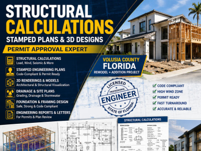 Provide structural calculations and engineering letter with report