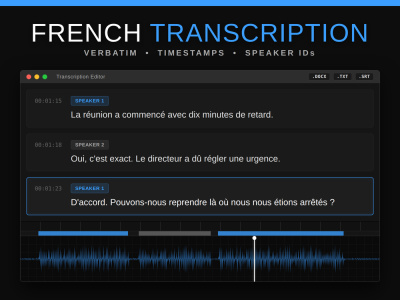 Accurate French Transcription - Verbatim, Timestamps & Speaker IDs