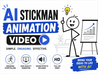 Animate a stickfigure stickman animation, flat, vector animaiton