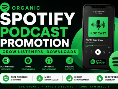 Organic Spotify podcast promotion grow listeners, downloads