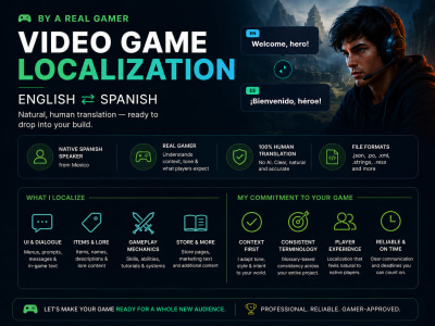 Professional Video Game Localization, English ⇄ Spanish (by a real gamer)