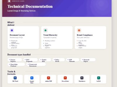 Technical and word Documentation Layout and design