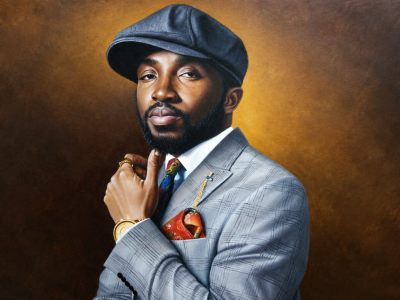 A museum quality realistic pencil or oil portrait painting on canvas