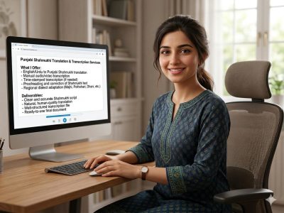 Manual Punjabi Shahmukhi translation and transcription for audio and video