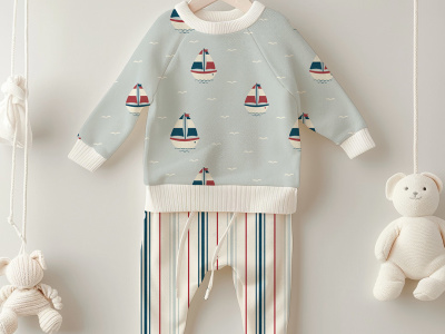 A modern and cute kids fabric design in watercolor style or flat design