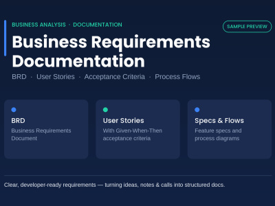 Professional business requirements docs: BRD, user stories & criteria