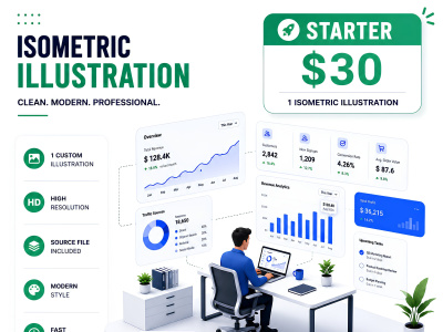 Custom isometric illustrations for your business