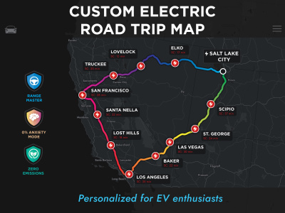 A custom electric road trip map print | Personalized EV travel map