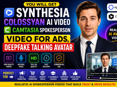 Synthesia Colossyan ai video Camtasia spokesperson video for ads, deepfake