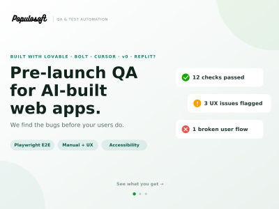 A full QA audit of your AI-built web app with a bug report