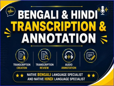 Bengali and hindi transcription, SRT creation and Audio annotation