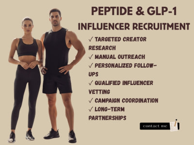 Peptide and GLP-1 influencer recruitment for your brand promotion