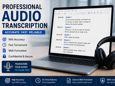 Professionally transcribe your English audio with 99% accuracy