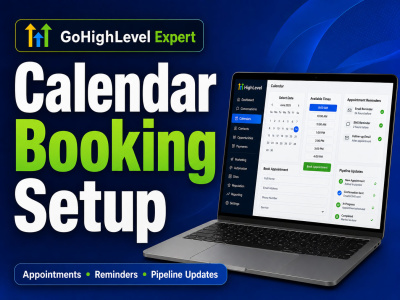 GHL calendar and appointment booking setup, reminders, and CRM automation
