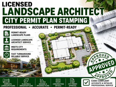 Licensed Landscape Architect City Permit Plan Stamping CA, TX GA, FL, NY MD