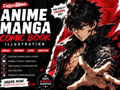 Anime manga comic book illustration manga artist or webtoon cover drawing