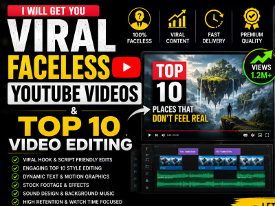 A viral faceless youtube videos and top10 video editing