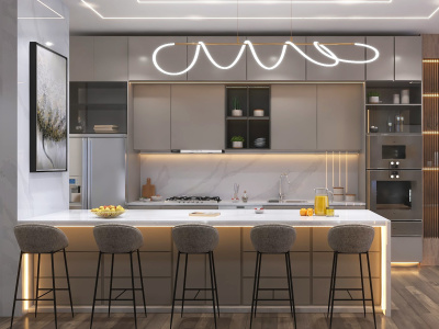 Your dream kitchen interior design and 3d rendering