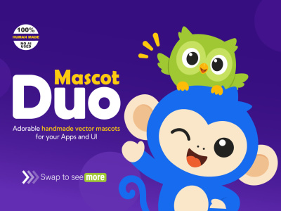 Cute brand mascot vector character 2d flat illustration in SVG layers