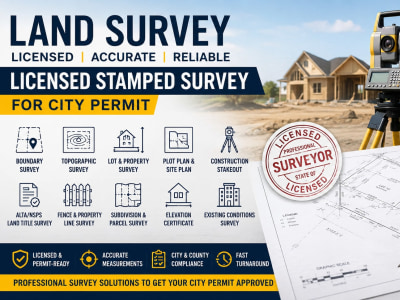 Land Survey and Licensed Stamped Survey for City Permit