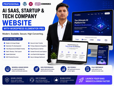 AI, SaaS, Startup, Software, Tech & IT Company Website with WordPress