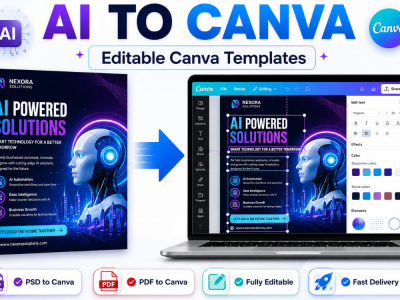 AI, PSD, PDF convert to Canva editable templates, Canva flyer, Canva design
